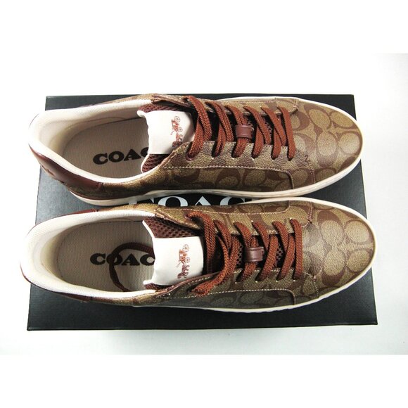 Coach SLP SIGNATURE Brown Low Top Sneakers Khaki/Saddle Size 10 D - Picture 5 of 10